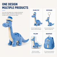 Peluche Dinosaure Bleu Personnalisée, Jouet en Peluche Brontosaurus Doux, Design Décoratif, Faible MOQ, Services OEM ODM, Fournisseur Direct