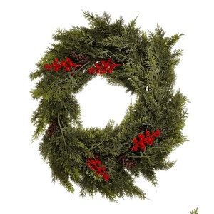 Guirlande de Noël artificielle Xinrui 73 cm, cônes de pin verts, baies rouges, décoration de fête - Product Image 1