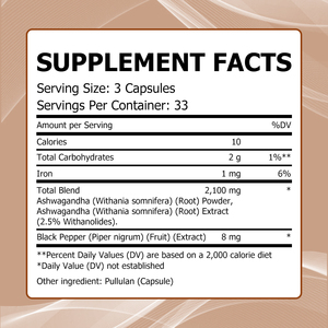 Cápsulas de Ashwagandha de Alta Calidad que Favorecen la Calma y la Serenidad y Ayudan a Aumentar los Niveles de Energía con el Suplemento de Cápsulas Total Blend - Product Image 6