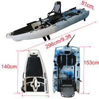 Kayak modulaire à pédales Vicking pour 1 personne, en HDPE, sit-on-top, écologique, durable, canoë de mer, bateau de pêche, propulsion par hélice