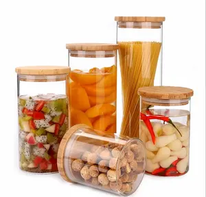 Tempered Glass Storage Jar with Bamboo Lid and Silicon Sealing Gasket