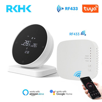 RKHK Smart Tuya WiFi Room Thermostat Nirkabel RF yang Dapat Diprogram untuk Pengontrol Pemanas Lantai Listrik dan Boiler Gas Google Home