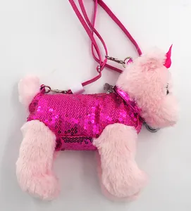 Sıcak satış 35cm 40cm peluş çanta pembe şeyler köpek çanta kız çocuk çantası peluş köpek çantası