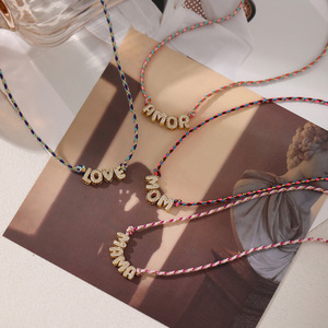 Collier Pendentif Personnalisé en Cuivre Plaqué Or avec Zircon et Chaîne Cordon Colorée, Idéal pour le Dropshipping et <span class=keywords><strong>les</strong></span> Cadeaux - Product Image 2
