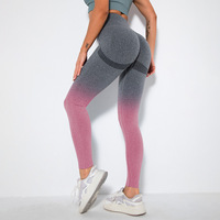 Smiley Print Butt Yoga Pants Seamless Gradient Design Collants de course ajustés Vêtements d'entraînement Femmes