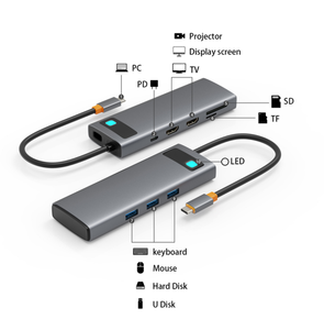 <span class=keywords><strong>Hub</strong></span> <span class=keywords><strong>USB</strong></span>-<span class=keywords><strong>C</strong></span> 8 en 1 con LAN 2.0, <span class=keywords><strong>USB</strong></span> 3.0, Lector de Tarjetas SD/TF, <span class=keywords><strong>USB</strong></span>-<span class=keywords><strong>C</strong></span> PD 100W, Aleación de Aluminio para Laptop/Escritorio - En Stock - Product Image 2
