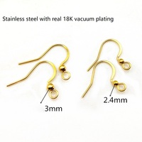 Crochets de boucles d'oreilles en acier inoxydable 316L pour bijoux, perle naturelle, placage sous vide IP or 18 carats, accessoires de bijouterie DIY