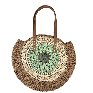 Nouveau sac fourre-tout de plage en rotin rond Art à la mode et sacs à main féminins frais avec doublure en Polyester sacs de paille en gros réutilisables - Product Image 3