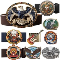 Boucles de ceinture à cliquet en alliage de zinc personnalisées en gros, avec logo, en laiton massif et strass, style western cowboy pour hommes et femmes