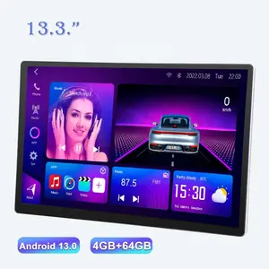 Universel Auto Android Autoradio 13.3 "Qled Multimédia Palyer Écran Tactile Smart Car Stereo 360 Caméra 2din Voiture Android Radio