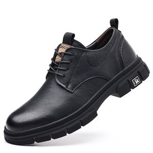 Zapatos Oxford de cuero dividido para hombre, con punta redonda, cordones, suela de goma, entresuela de EVA, para todas las estaciones, informales. - Product Image 5