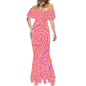 Abiti Estivi Rosa Polinesiani Personalizzabili per Donna, Taglie Forti, Sexy, Stampa su Richiesta, Casual, Monoblocco con Spalle Scoperte - Product Image 2