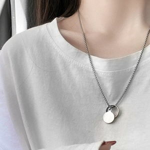 Collana Lunga Unisex Hip Hop in Acciaio Inossidabile con Catena a Maglia Diamantata Semplice, Stile Bambù, con Anello e Ciondolo Incidibile - Product Image 2