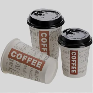 Diskon Besar 8Oz 12Oz 16Oz Cangkir Kopi Kertas Logo Kustom Cangkir Kertas Sekali Pakai untuk Teh