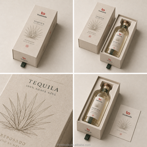Caja rectangular alta extraíble para licor, de cartón kraft sin blanquear, con gráfico personalizado de la línea Agave para <span class=keywords><strong>tequila</strong></span> <span class=keywords><strong>reposado</strong></span>, suministro al por mayor. - Product Image 2