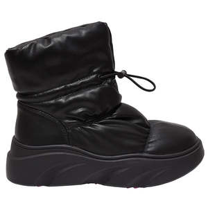 Botas de nieve de invierno impermeables hinchadas negras de 6CM con soporte de arco Tacones gruesos PU superior y cierre extraíble - Product Image 1