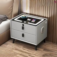 Table basse mini design moderne avec lumière LED, recharge sans fil, tiroir de refroidissement, meuble intelligent pour la maison, réfrigérateur de chevet