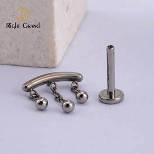 F136 anneau Labret en titane, Piercing, croix plate, haut fileté à l'intérieur, boucles d'oreilles, Cartilage, Tragus, bijoux - Product Image 4