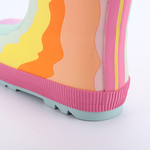 Wholesale Custom Lightweight Footwear <strong>Rubber</strong> Outsole Shinny Rainbow Rain Boot - Product Image 4