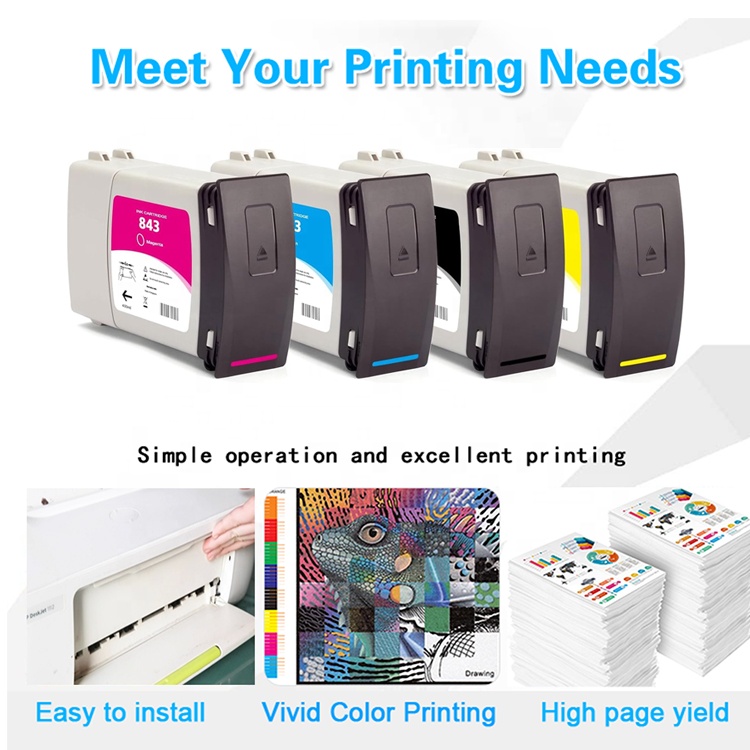 HP843A 843C Ink Cartridges - Remanufactured for HP XL Printers