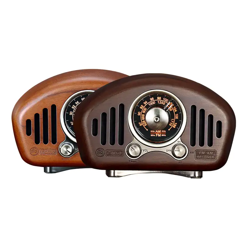 Drahtlose Stereo-Retro-Lautsprecher Tragbare Vintage-Holz lautsprecher Tragbares Retro-Radio FM Vintage Holz radio