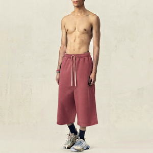 Shorts Jogger Baggy Rose Poudré en Toile de Qualité Supérieure pour Homme – Style Décontracté Streetwear 100% Coton Anti-Plis Respirant Uni - Product Image 1
