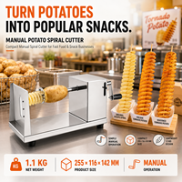 Machine à chips de pommes de terre manuelle commerciale semi-automatique en acier inoxydable, type cyclone, à manivelle, pour la fabrication de snacks de pommes de terre
