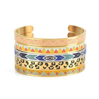 Bracelets en acier inoxydable en forme de c ouvert, bracelet en émail personnalisé coloré pour femmes, nouvelle collection