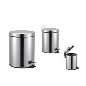 Nouveauté, poubelle ronde en acier inoxydable de 3 litres avec pédale, doublure en plastique pour hôtel - Product Image 5