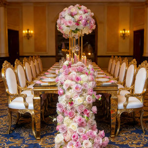 Mesa de Comedor Rectangular de Lujo, Acero Inoxidable Dorado, Mesa para Eventos de Hotel y Bodas, Juego de Mesa de Comedor Moderno - Product Image 3