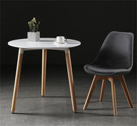 Ensemble de salle à manger rond avec table et chaises, table et chaises en bois avec assise blanche, vente en gros, petit ensemble de table et chaises rondes en bois