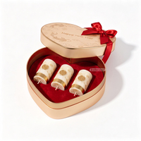 Emballage cadeau pour bougie en forme de cœur biodégradable, logo personnalisé, boîte rigide de luxe avec couvercle et base pour le Nouvel An