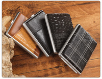 EA180Luxury-Petits étuis vides vintage décontractés et personnalisés-Étui à cigarettes super fin en métal et cuir véritable étanche pour hommes