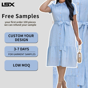 Custom ODM OEM Manufacturer Women's Summer Casual Short Sleeve Single Button Shirt <strong>Dress</strong> Striped Long Casual <strong>Dress</strong> - Product Image 1