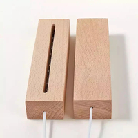 Support de présentation long en bois avec LED alimenté par USB pour lampe de chevet en résine acrylique 3D, plexiglas, lettres lumineuses