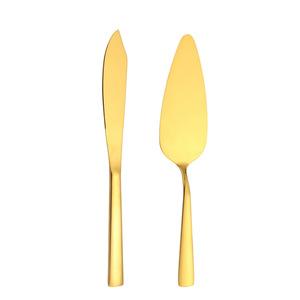 Ensemble de couteau à gâteau et spatule en acier inoxydable, manche rectangulaire, fournitures de décoration de gâteau de mariage, réutilisables - Product Image 4