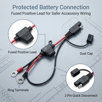 2 Pin SAE Fused Wire Harness Copper Ring Terminal Inline Fuse Holder Kabel Daya Lepas Cepat untuk Aksesori Kendaraan