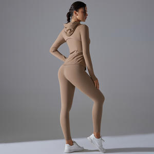 Nouvelle tenue de sport haute performance avec fermeture éclair, veste sans manches, protection solaire respirante, combinaison de yoga à capuche, grande taille - Product Image 4