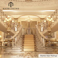 Projet de villa de luxe, design sur mesure, escalier incurvé en marbre intérieur, grand escalier