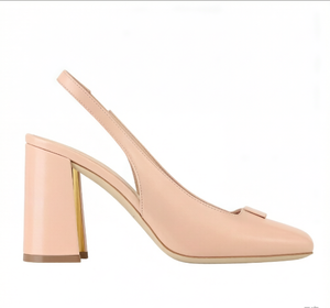 <span class=keywords><strong>Sandalias</strong></span> de tacón grueso con detalle de lazo, punta redonda, correa slingback y detalles metálicos en rosa claro, personalizadas por el fabricante, recién llegadas. - Product Image 1