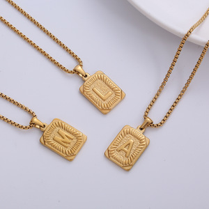 Collar con colgante de acero inoxidable chapado en oro de 18k con inicial de la A a la <span class=keywords><strong>Z</strong></span>, 26 letras, joyería para mujer, venta al por mayor. - Product Image 3