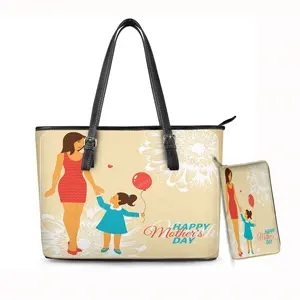Venta al por mayor bolsas para el día de las madres-Bolso de mano de cuero para mujer, bolsa de mano de lujo con logotipo personalizado, regalo del Día de la madre, 2022