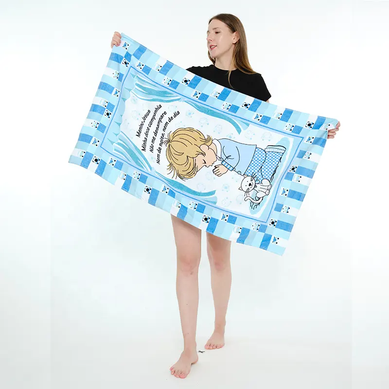 Ensembles de serviettes de plage Super Absorbnet Skni-friendly de qualité supérieure Serviette de plage en coton imprimée personnalisée pour enfants