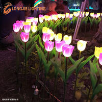 Décoration de fête et de mariage, fleurs de rose LED du Vietnam avec bâton, jardin, H:70CM