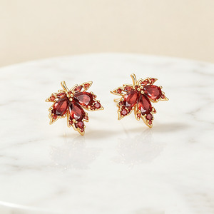 Productos en Tendencia 2026: Pendientes de Hoja de Arce con Circonita Roja, Chapados en Oro de 18K sobre Latón, Joyería Delicada Inspirada en la Naturaleza <span class=keywords><strong>para</strong></span> Fiestas de Otoño, Regalo Ideal - Product Image 1