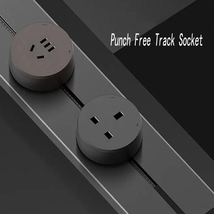 Aluminum Wall Track Socket Embedded Orbital EU Movable Modular Power Rail Plug System Desktop Electrical Outlet Panel With USB