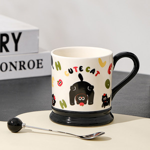 Novelty Pink <b>Ceramic</b> <b>Cup</b> Cute Cat Coffee Mug for Girls - Product Image 6