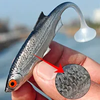 Spinpoler 11cm N.B. Shad Yumuşak Yem Paddle T-Tail Batar PVC Balıkçılık Yemi Kabartmalı Pullu Yapay Swimbait Levrek Turna için 4 Adet