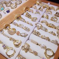 Bague de luxe tendance plaquée or avec zircon CZ, mélange de pierres précieuses, élégante, pour femmes, zircon irrégulier, ouverture réglable