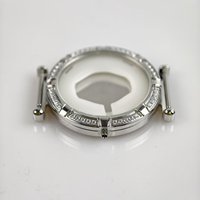 Boîtier en acier inoxydable 316L chic et sophistiqué avec 40 pierres CZ, 36x43 mm, étanche 3 ATM, compatible avec mouvement de taille 6x8.